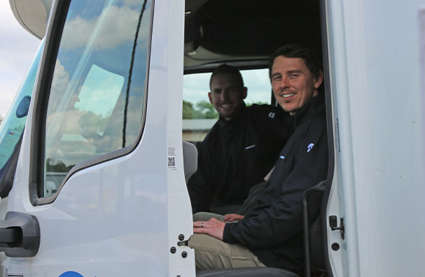 Meyer driver in a Meyer truck