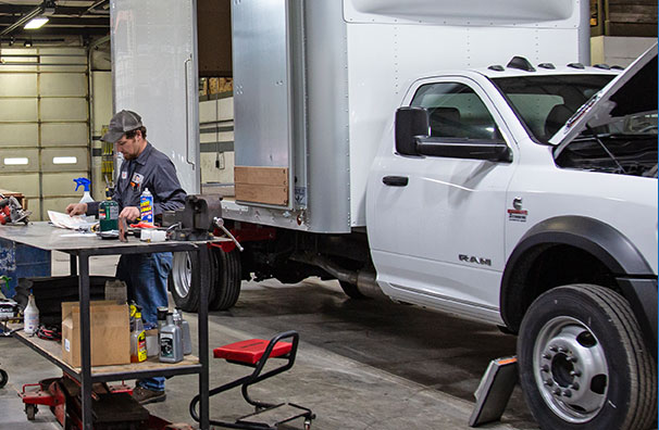 Mechanic working in a warehouse